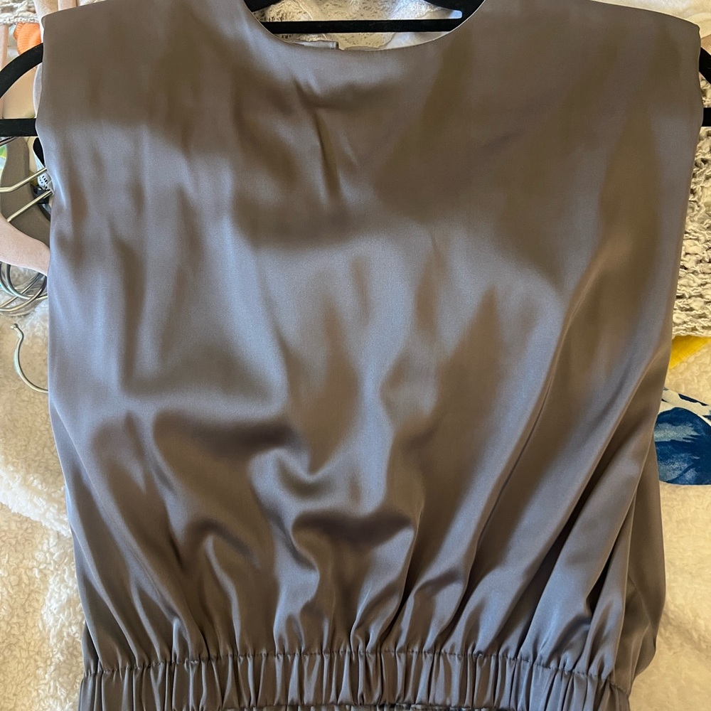 TCEC Gray Smocked Sleeveless Tank Top